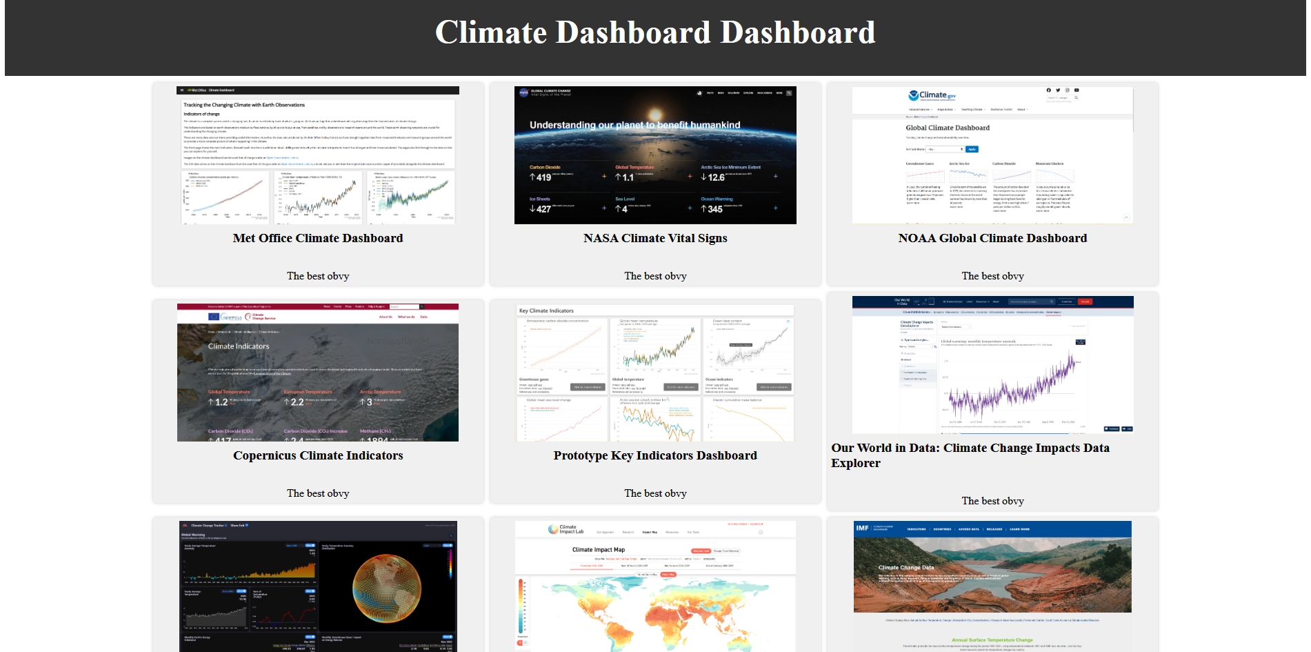 Climate Dashboard Dashboard