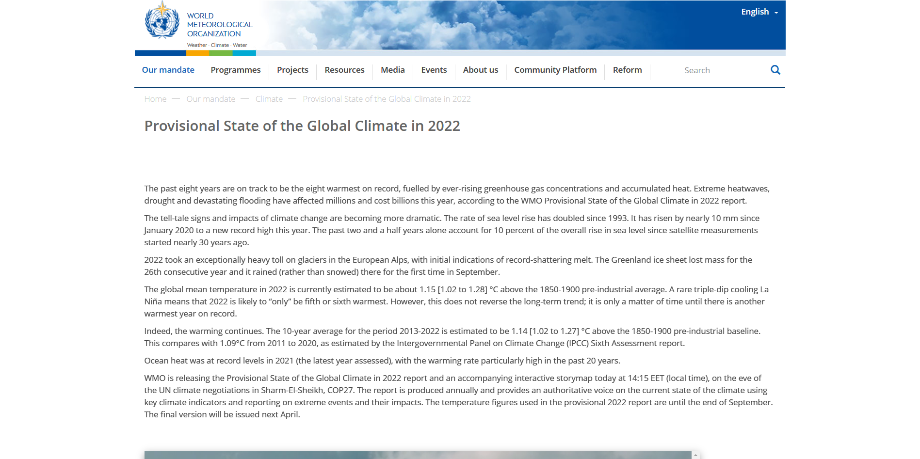 WMO State of the Global Climate