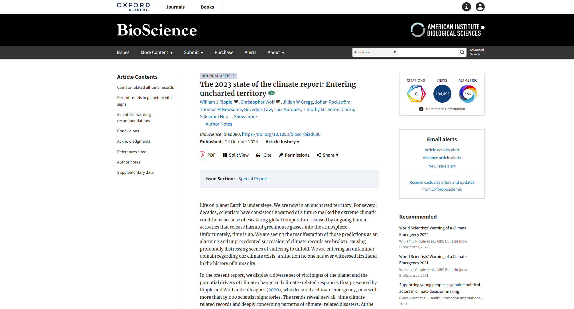 The BioScience 2023 state of the climate report