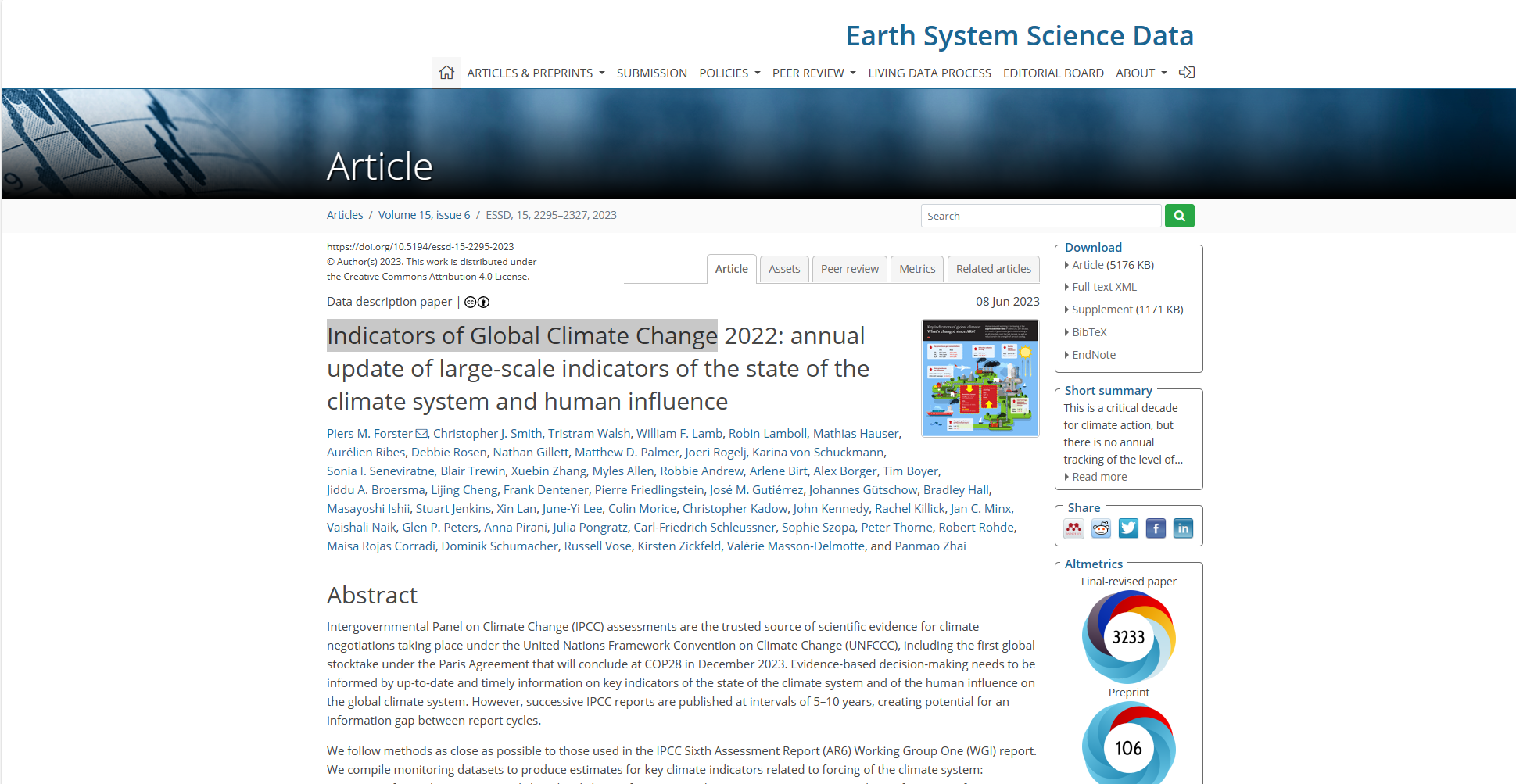 Indicators of Global Climate Change